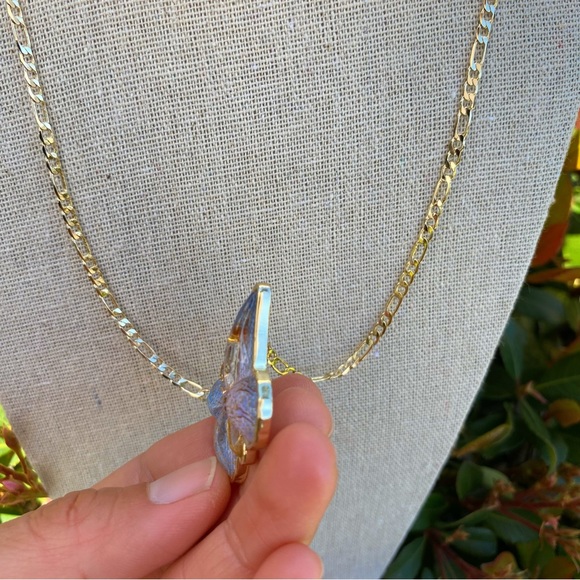Butterfly bluish pink Pendant & Chain Gold Filled 18k/ Mariposa Oro Laminado - Picture 8 of 8